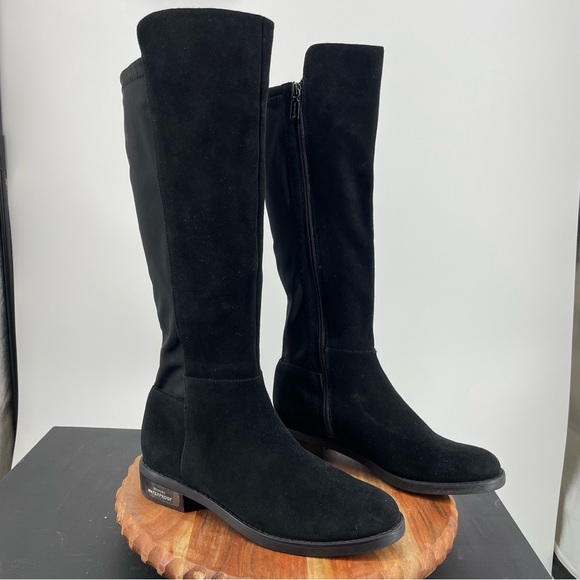 Blondo Shoes Blondo Ellie Black Waterproof Suede Stretch Tall Classic Riding Boots Womens 95